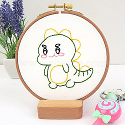 DIY Display Decoration Embroidery Kit, including Embroidery Needles & Thread & Fabric, Plastic Embroidery Hoop, Dinosaur Pattern, 86x76mm(SENE-PW0003-071D)