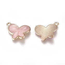 Alloy Enamel Pendants, Butterfly, Light Gold, Pink, 17x14.5x2mm, Hole: 1.4mm(PALLOY-TAC0011-34E)