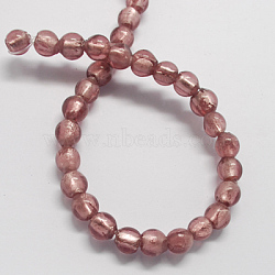 Handmade Silver Foil Glass Beads, Round, Pale Violet Red, 11.5~12.5mm, Hole: 2mm(FOIL-R054-12mm-4)