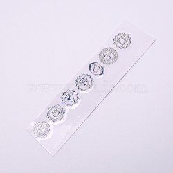 Chakra Theme Self Adhesive Brass Stickers, Scrapbooking Stickers, for Epoxy Resin Crafts, Platinum, 15x10x0.1mm, 7pcs/sheet(DIY-WH0171-79P)