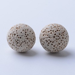 Unwaxed Natural Lava Rock Beads, for Perfume Essential Oil Beads, Aromatherapy Beads, Dyed, Round, No Hole/Undrilled, Floral White, 12mm(G-F325-12mm-17)