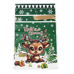 Christmas Deer Plastic  Packing Pouches Drawstring Bags, Rectangle, Green, 23x15x0.01cm(ABAG-Q053-05A)