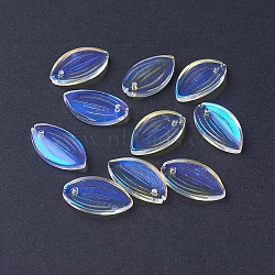 Electroplate Glass Pendants, AB Color Plated, Petal, Clear AB, 21x12x4mm, Hole: 1.2mm(EGLA-L014-10)