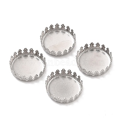 316 Surgical Stainless Steel Cabochon Tray Settings, Serrated Edge Bezel Cups, Flat Round, Stainless Steel Color, 16x4mm(STAS-I187-05C-P)