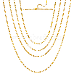 4Pcs 4 Sizes 304 Stainless Steel Paperclip Chain Necklaces, Golden, 15.75~23.62 inch(40~60cm), 1pc/size(NJEW-GA00001)