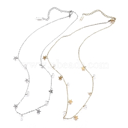 304 Stainless Steel Pendant Necklaces, with Crystal Rhinestones and Lobster Claw Clasps, Star, Mixed Color, 16 inch(40.5cm)(STAS-A049-20)