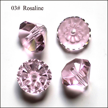 Imitation Austrian Crystal Beads, Grade AAA, Faceted, Diamond, Pink, 7x5mm, Hole: 0.9~1mm