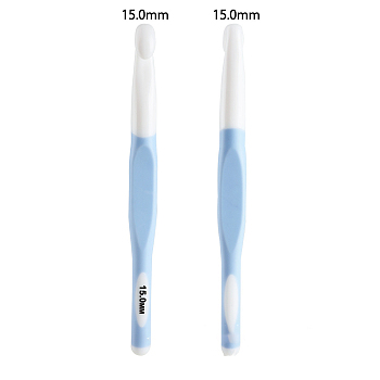 ABS Plastic Crochet Hooks Needles, with TPR Handle, for Braiding Crochet Sewing Tools, Light Sky Blue, 195mm, Pin: 15mm