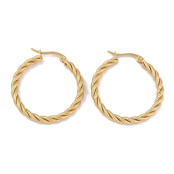 PVD Vacuum Plating 201 Stainless Steel Twist Hoop Earrings, with 304 Stainless Steel Pin, Golden, 23.5x3.5mm