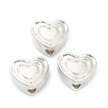 Alloy Beads, Cadmium Free & Lead Free, Heart, Real Platinum Plated, 7x8x4mm, Hole: 1.6mm