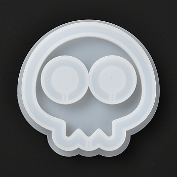 DIY Skull Shaker/Quicksand Jewelry Silicone Statue Molds, Resin Casting Molds, For UV Resin, Epoxy Resin Jewelry Making, White, 82x85x10mm, Inner Diameter: 71x73mm
