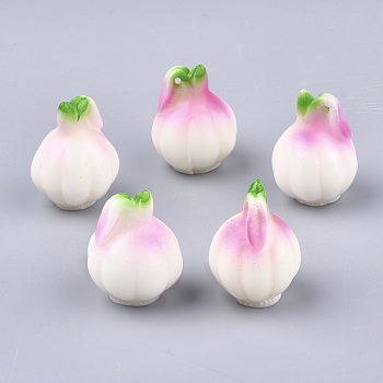 Resin Pendants, Imitation Food, Garlic, Creamy White, 27~28x20~21x20~21mm, Hole: 1.5mm