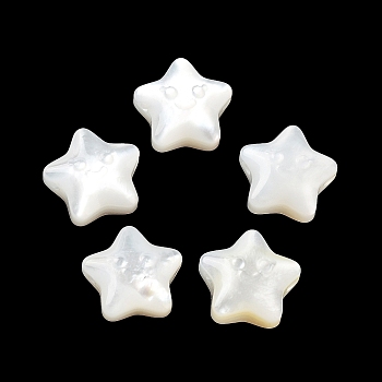 Natural White Shell Beads, Freshwater Shell, Star, Floral White, 10x10x4.5mm, Hole: 0.8mm