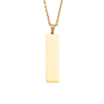 Geometric Mirror Stainless Steel Rectangle Pendant Necklaces, Cable Chain Necklaces