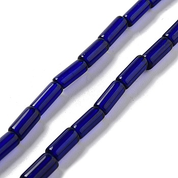 Handmade Lampwork Beads, Column, Dark Blue, 10.5~11.5x4~6mm, Hole: 1.6mm, about 61pcs/strand, 26.18''(66.5cm)