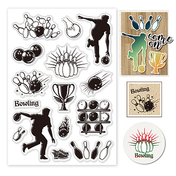 Custom PVC Plastic Clear Stamps, for DIY Scrapbooking, Photo Album Decorative, Cards Making, Bowling, 160x110x3mm