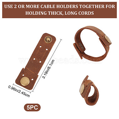 Passe-câbles en simili cuir en forme de chat(AJEW-WH0299-53)-2