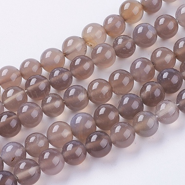 Gray Round Natural Agate Beads
