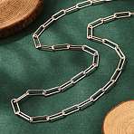 Brass Round Oval Paperclip Chain Necklace Making, with Lobster Claw Clasps, Rose Gold, 18.3 inch(46.5cm), Link: 12x3.5x0.8mm(MAK-S072-04A-RG)