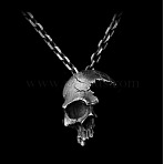 Gothic Broken Half Skull Zinc Alloy Pendant Necklaces for Men, Gunmetal, 20.08 inch(51cm)(FS-WGAA9E3-02)