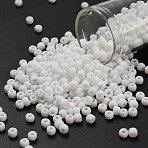 TOHO 6/0 Round Beads, Japanese Seed Beads, (41F) Opaque Frost White, 4mm, Hole: 1.5mm, about 840pcs/50g(SEED-XTR06-0041F)