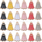 60Pcs 6 Colors Halloween Alloy Enamel Pendants, Light Gold, Ghost Charm, Mixed Color, 14x9.5x1.5mm, Hole: 1.2mm, 10pcs/color(FIND-SC0010-89)