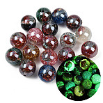 Luminous Transparent Resin Inner Flower Beads, Round with Rose Flower inside, Glow in the Dark, with Glitter Powder, Mixed Color, 15.5mm, Hole: 2mm(RESI-C070-09)