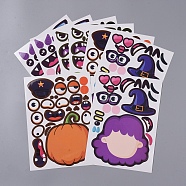 Halloween Decorating Stickers, Pumpkin Zombie Witch Vampire Mix and Match Stickers, for Halloween Party Favors, Mixed Color, 21x15x0.02cm, 2sheets/style, 4patterns, 8sheets/set(DIY-I027-06)