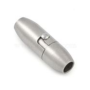 Non-Tarnish 304 Stainless Steel Locking Tube Magnetic Clasps, Matte Style, Oval, Stainless Steel Color, 19x6mm,Hole:3mm(STAS-F194-20P)