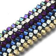 Electroplate Non-magnetic Synthetic Hematite Beads Strands, Twist Round, Mixed Color, 4x3.5x3.5mm, Hole: 1mm, about 109~111pcs/strand, 15.75 inch(40cm)(G-S352-35B-M)