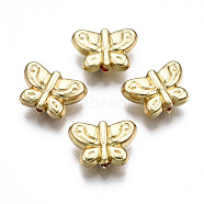 Rack Plating Alloy Beads, Cadmium Free & Lead Free, Butterfly, Light Gold, 7.5x11x4mm, Hole: 1.2mm(PALLOY-T077-142LG-RS)