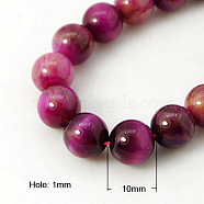 Natural Rose Tiger Eye Beads Strands, Dyed & Heated, Round, Deep Pink, 10mm, Hole: 1mm(G-G099-10mm-12)