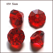 Imitation Austrian Crystal Beads, Grade AAA, Faceted, Diamond, Dark Red, 9.5~10x7~8mm, Hole: 0.9~1mm(SWAR-F075-10mm-05)