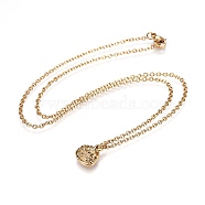 304 Stainless Steel Pendant Necklaces, Shell, Golden, 17.32 inch(44cm), Pendant: 12.6x11x4.2mm(NJEW-I108-06G)