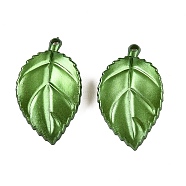 Opaque Acrylic Pendants, Pearlized, Leaf Charm, Olive Drab, 31.5x18.5x3.5mm, Hole: 1.8mm(OACR-N137-29C)