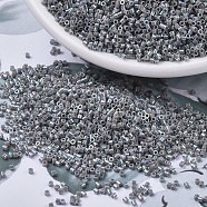 MIYUKI Delica Beads Small, Cylinder, Japanese Seed Beads, 15/0, (DBS0168) Opaque Gray AB, 1.1x1.3mm, Hole: 0.7mm, about 175000pcs/bag, 50g/bag(SEED-X0054-DBS0168)