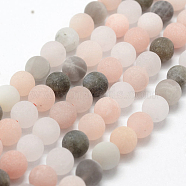 Natural Multi-Moonstone Beads Strands, Frosted, Round, 8~8.5mm, Hole: 1mm, about 48pcs/strand, 15.55 inch(39.5cm)(G-E365-06-8mm)