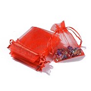 Organza Bags, Wedding Favour Bags, Mother's Day Bags, Red, about 7cm wide, 9cm long(OP011Y-1)