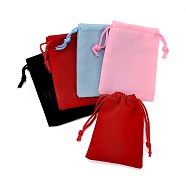 Velvet Cloth Drawstring Bags, Jewelry Bags, Christmas Party Wedding Candy Gift Bags, Mixed Color, 9x7cm(TP-C001-70X90mm-M)