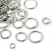 Brass Open Jump Rings, Nickel Free, Mixed Size, Platinum, 18 Gauge, 4~10x1mm, Inner Diameter: 2~8mm(KK-MSMC005-P)