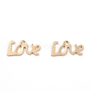 201 Stainless Steel Charms, Laser Cut, Word Love, Real 18k Gold Plated, 6x12x0.5mm, Hole: 1.2mm(STAS-C017-07G)