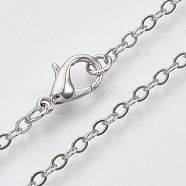 Brass Cable Chains Necklace Making, with Alloy Lobster Claw Clasps, Platinum, 23.6 inch~24.37 inch(60cm~61.9cm)(MAK-N029-01P)