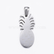 304 Stainless Steel Pendants, Pineapple, Stainless Steel Color, 25x12x1.5mm, Hole: 5x3mm(STAS-K162-037P)