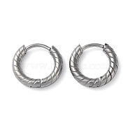 Non-Tarnish 304 Stainless Steel Huggie Hoop Earrings, Stainless Steel Color, 12x13x2.5mm(EJEW-H111-01A-P)