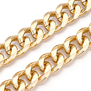 Aluminum Faceted Curb Chains, Diamond Cut Cuban Link Chains, Unwelded, Light Gold, 20.5x17x4.5mm(CHA-N003-18KCG)