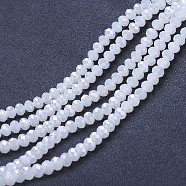 Electroplate Glass Beads Strands, Imitation Jade Beads, AB Color Plated, Faceted, Rondelle, Snow, 3.5x3mm, Hole: 0.4mm, about 138pcs/strand, 15.7 inch(40cm)(EGLA-A034-J3mm-B07)