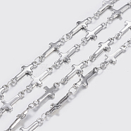 304 Stainless Steel Chains, Soldered, Cross Link Chains,  Stainless Steel Color, 13.5x5x1.2mm(STAS-P197-057P)