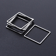304 Stainless Steel Linking Rings, Laser Cut, Square, Stainless Steel Color, 20x20x1mm, Inner Size: 18x18mm(STAS-S105-T935-1)