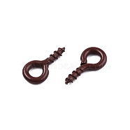 Spray Painted Iron Screw Eye Pin Peg Bails, For Half Drilled Beads, Cadmium Free & Nickel Free & Lead Free, Coconut Brown, 8x4x1mm, Hole: 2mm, Pin: 1.4mm(IFIN-N010-002A-02)