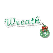 Christmas Theme Opaque Resin Cabochons, with Platinum Tone Iron Loops, Christmas Wreath, Medium Sea Green, 74x40x5.5mm(CRES-D011-01B)